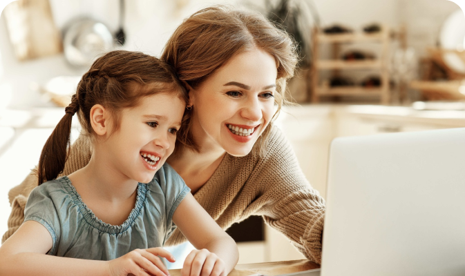 Telehealth ABA therapy session with mother and child