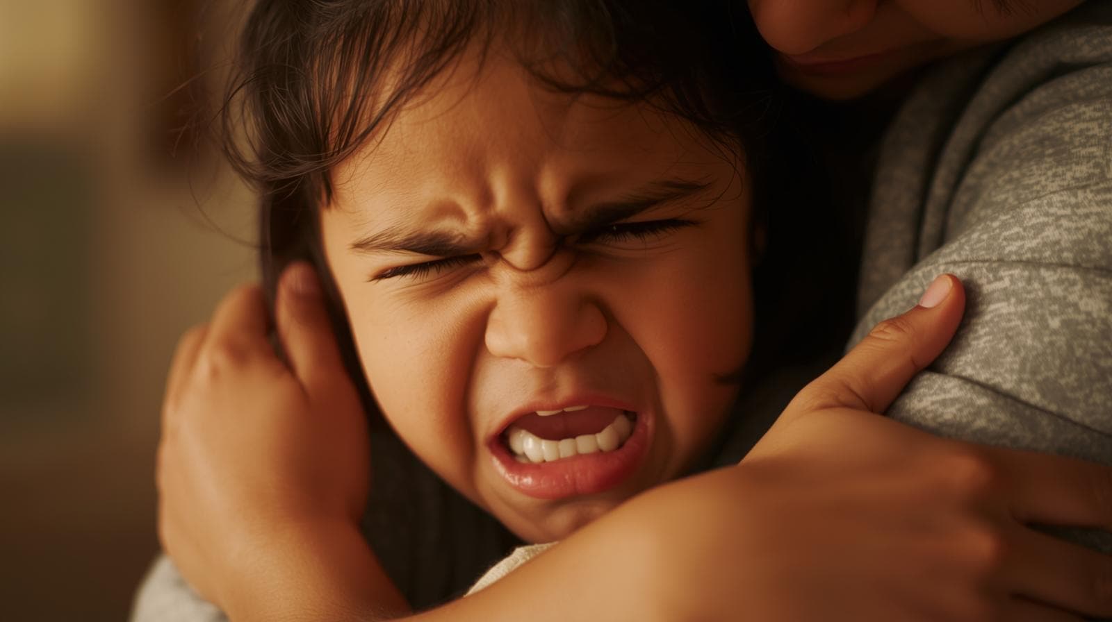 angry child hugged by parent 1
