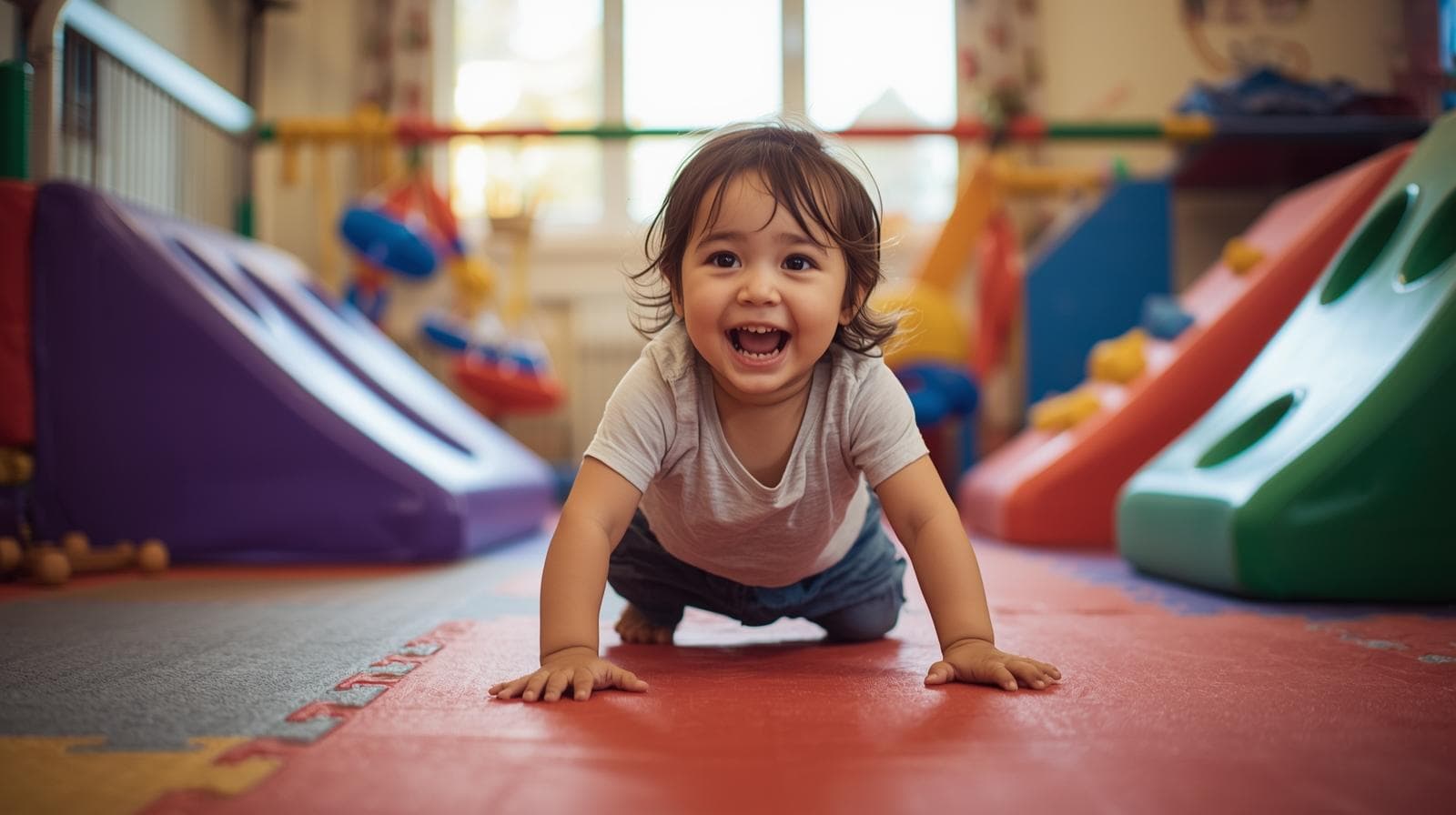 kid playing at indoor playground at home 2